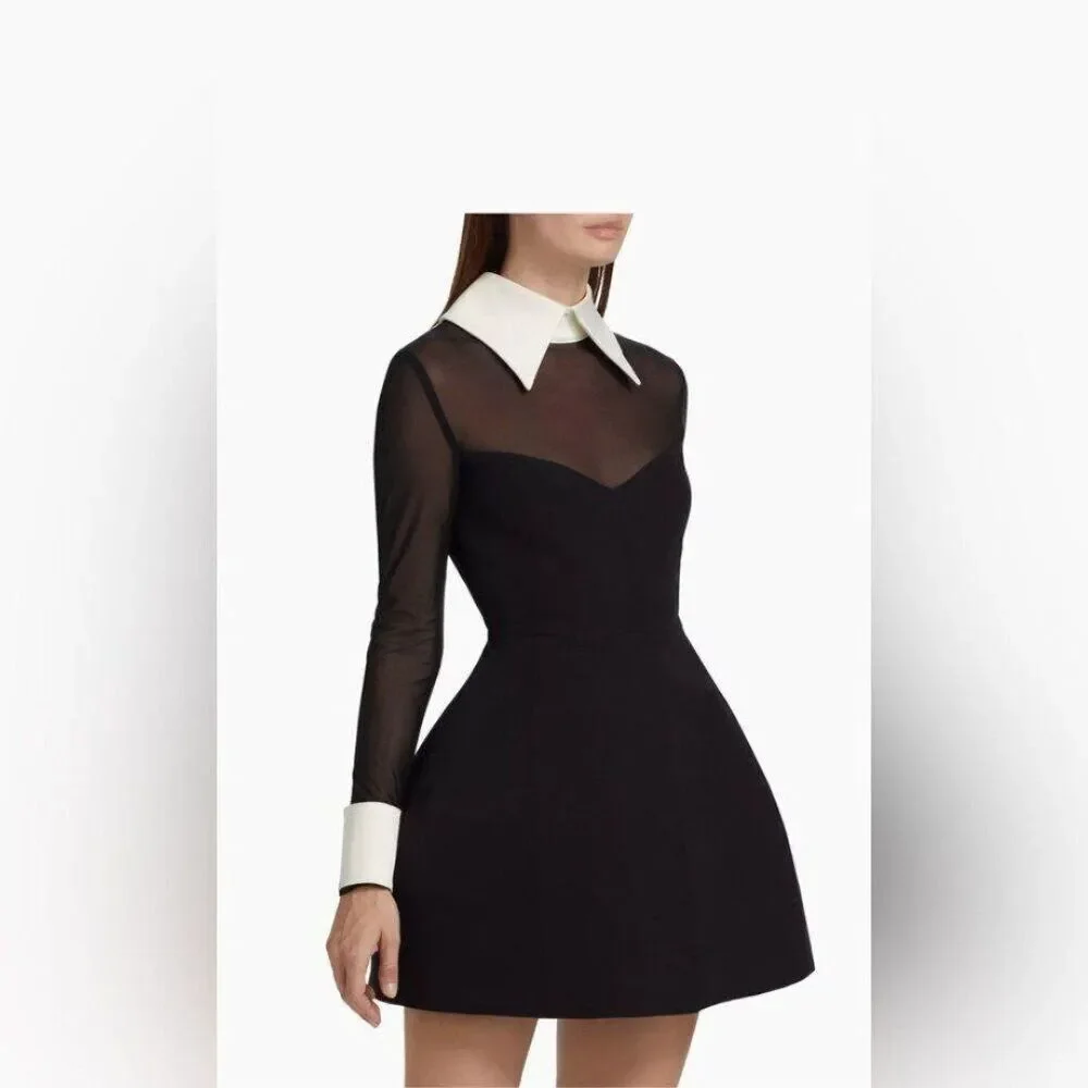 New Bronx and Banco Wednesday Long-Sleeve White Collar Mini dress, wedding guest - Picture 14 of 16